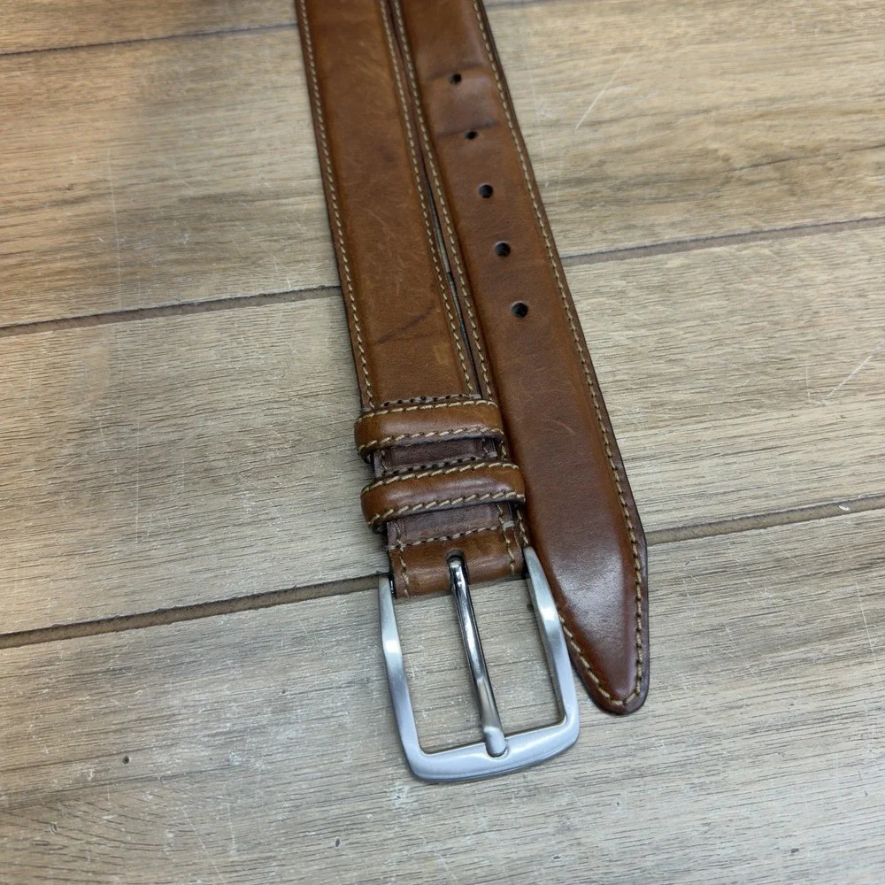 Allen Edmonds Yukon Casual Chromexcel Leather Belt Mens 42 Stitched USA 34507